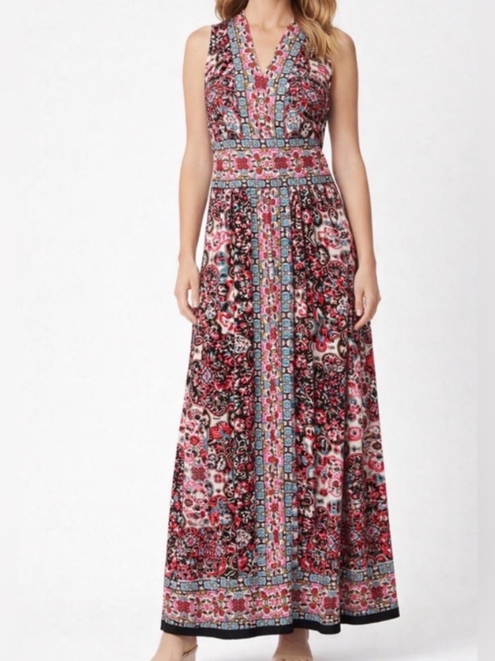WISP Eliza Jersey Maxi Dress Coral Boho Print women’s Size 2 NWT(E27)✨